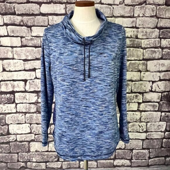 T By Talbots Blue, White & Black Heathered Pullover Sweater Size L - Picture 1 of 7